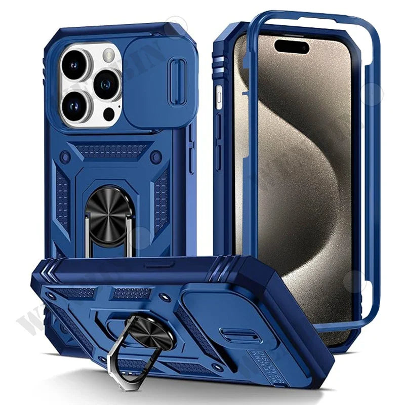 Heavy Duty iPhone Case with Kickstand & 360° Camera Cover