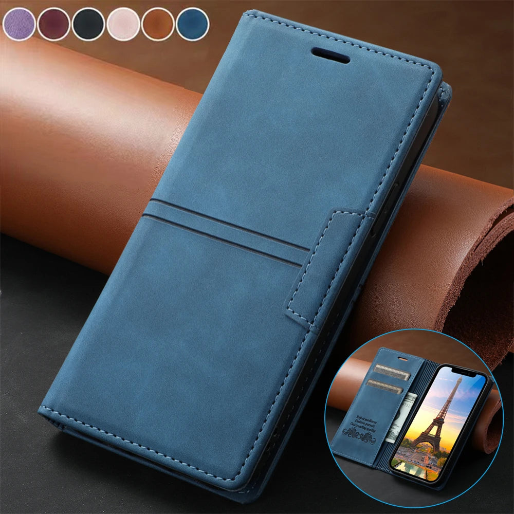 Luxury Leather Flip Wallet Case for Google Pixel