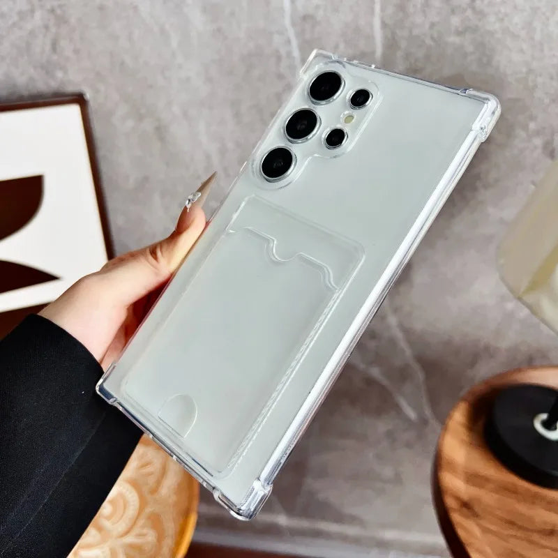 Clear Card Holder Case for Samsung Galaxy