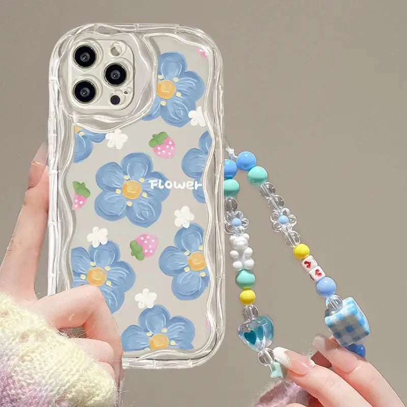 Flower Chain Lanyard Phone Case – Motorola G & Edge Series | Silicone Full Coverage