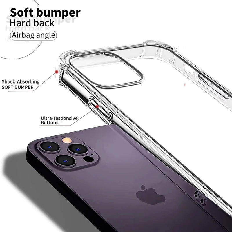 iPhone Clear Silicone Case – Shockproof Transparent Cover