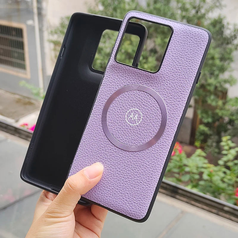 Motorola Litchi Leather Magnetic Case