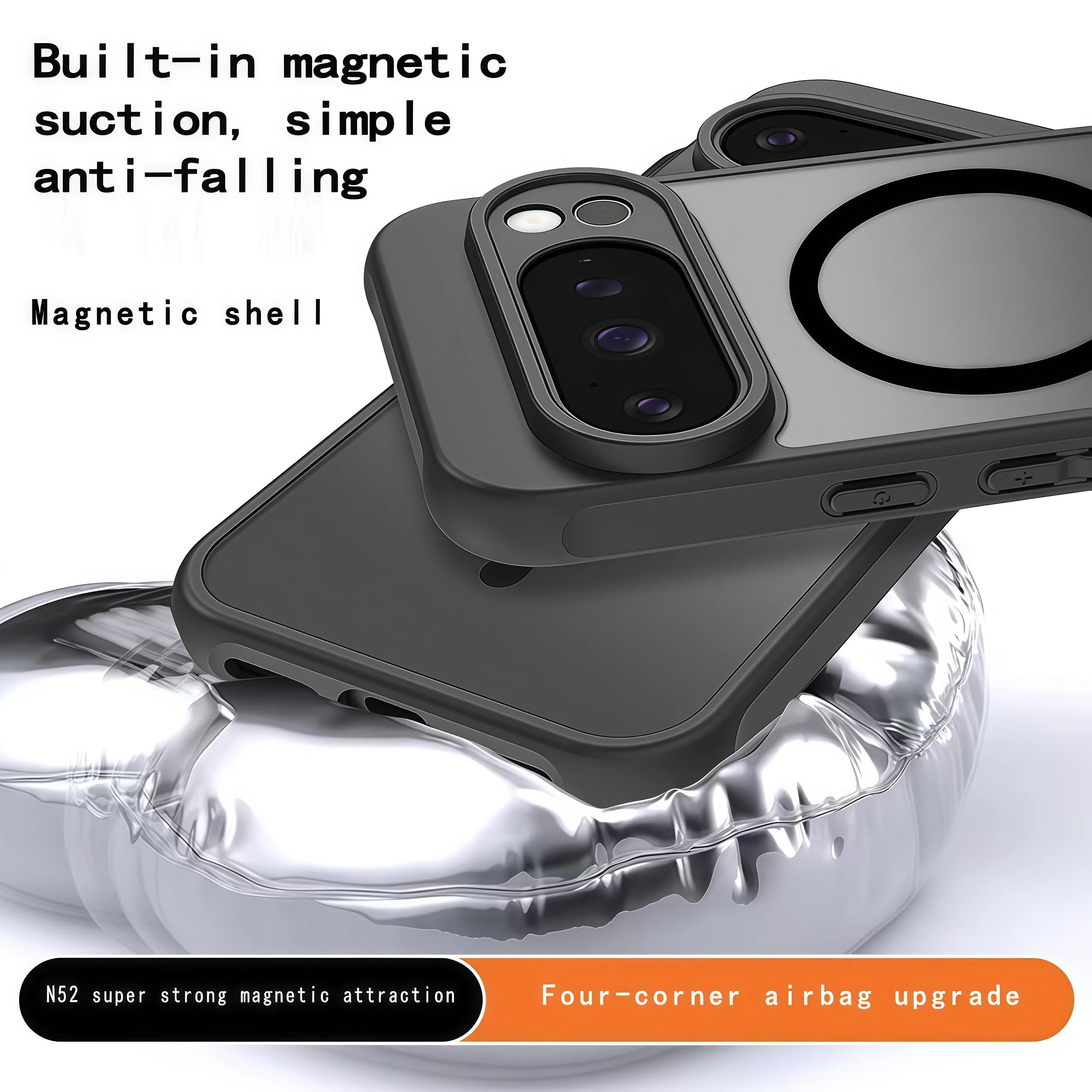 Magnetic Armor Matte Frosted Case for Google Pixel (Clear & Black — Pixel 6 to Pixel 10 Series)
