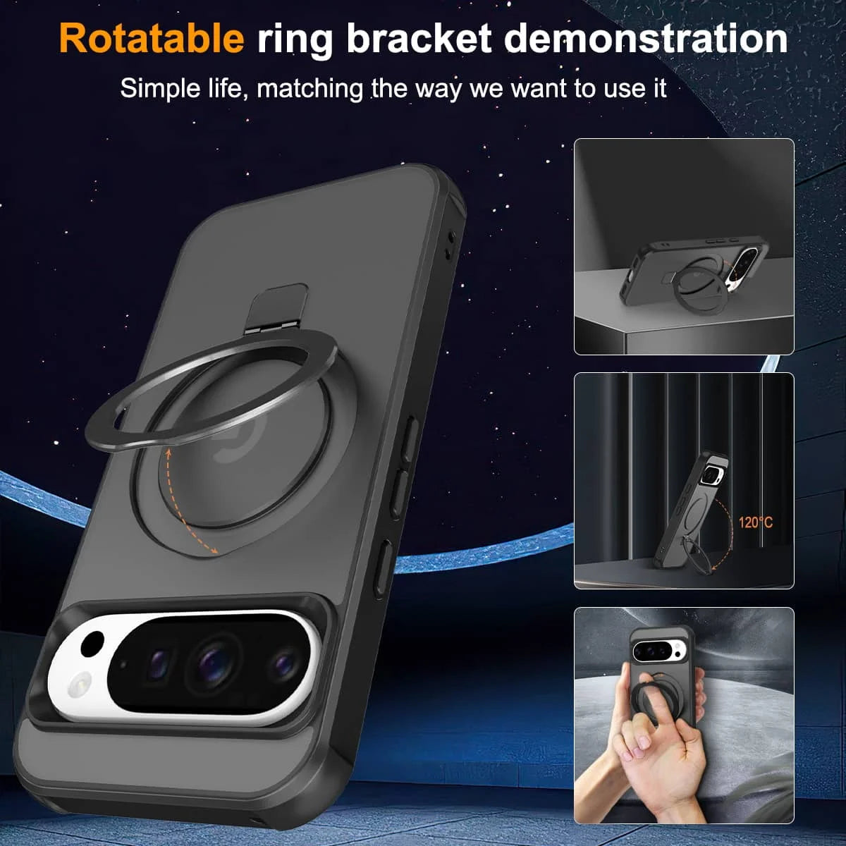 Magnetic Ring Stand Case for Google Pixel — Shockproof Drop Protection Cover
