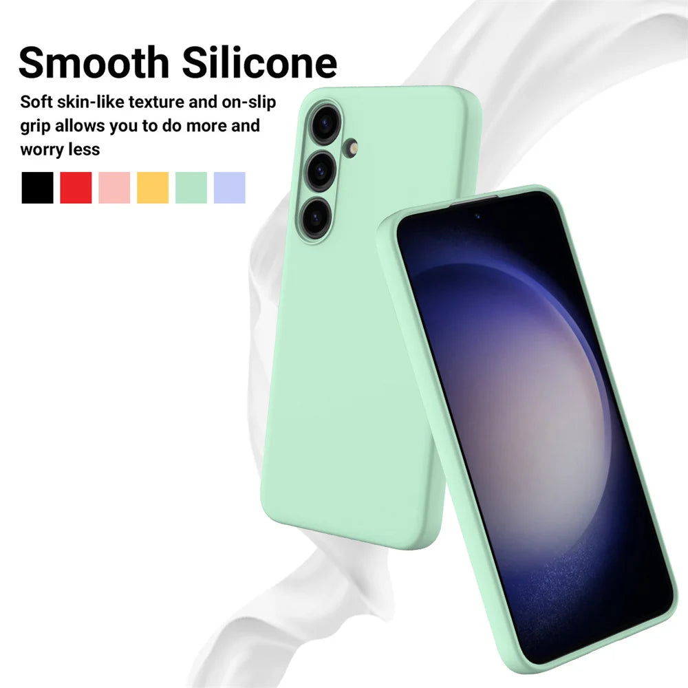 Liquid Silicone Case for Samsung Galaxy S23 / S24 / S25 / S26 Series – Camera Lens Protection, Soft Full Cover