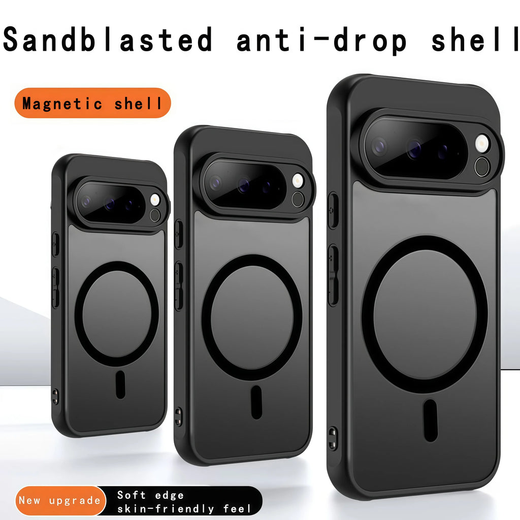 Magnetic Armor Matte Frosted Case for Google Pixel (Clear & Black — Pixel 6 to Pixel 10 Series)