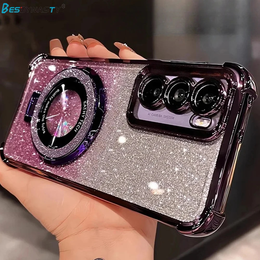 Glitter Gradient Samsung Galaxy Case with Magnetic Ring Stand | S22–S26 Ultra, Note 20
