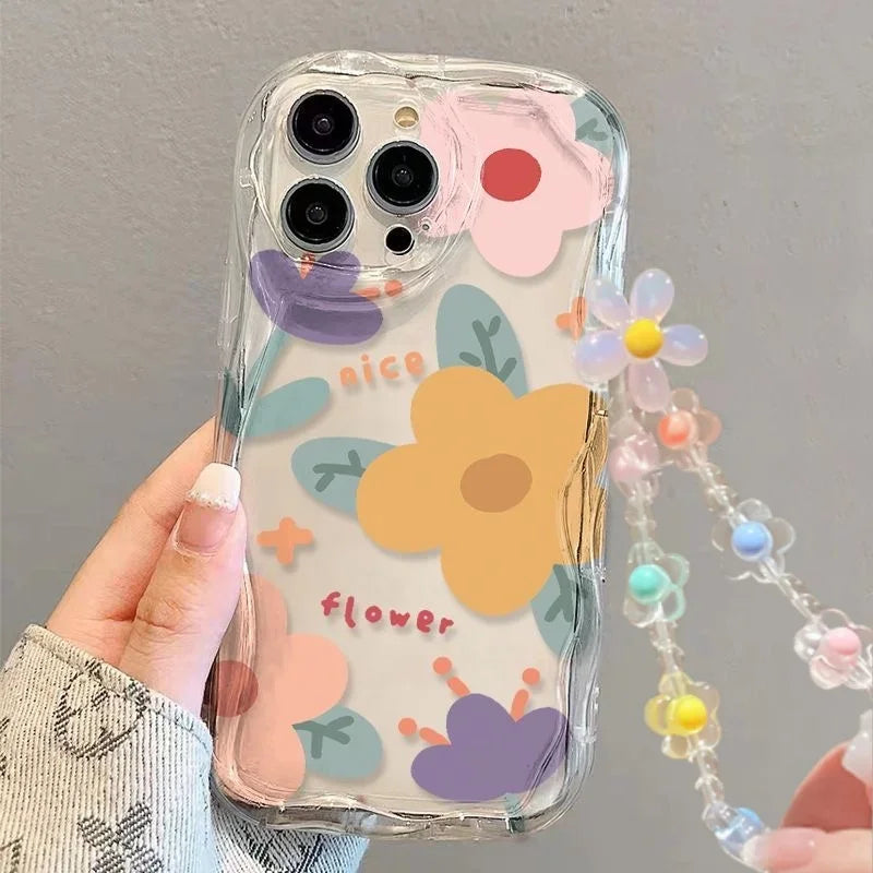 Flower Chain Lanyard Phone Case – Motorola G & Edge Series | Silicone Full Coverage