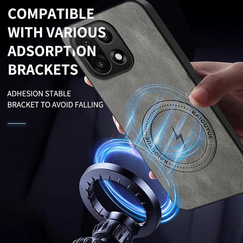 PU Leather Skin-Feel Case for OnePlus 15 — Shockproof Magnetic Back Cover