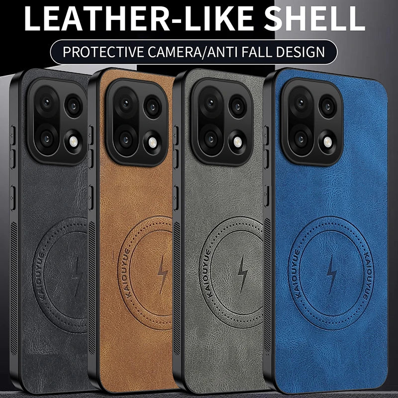 PU Leather Skin-Feel Case for OnePlus 15 — Shockproof Magnetic Back Cover