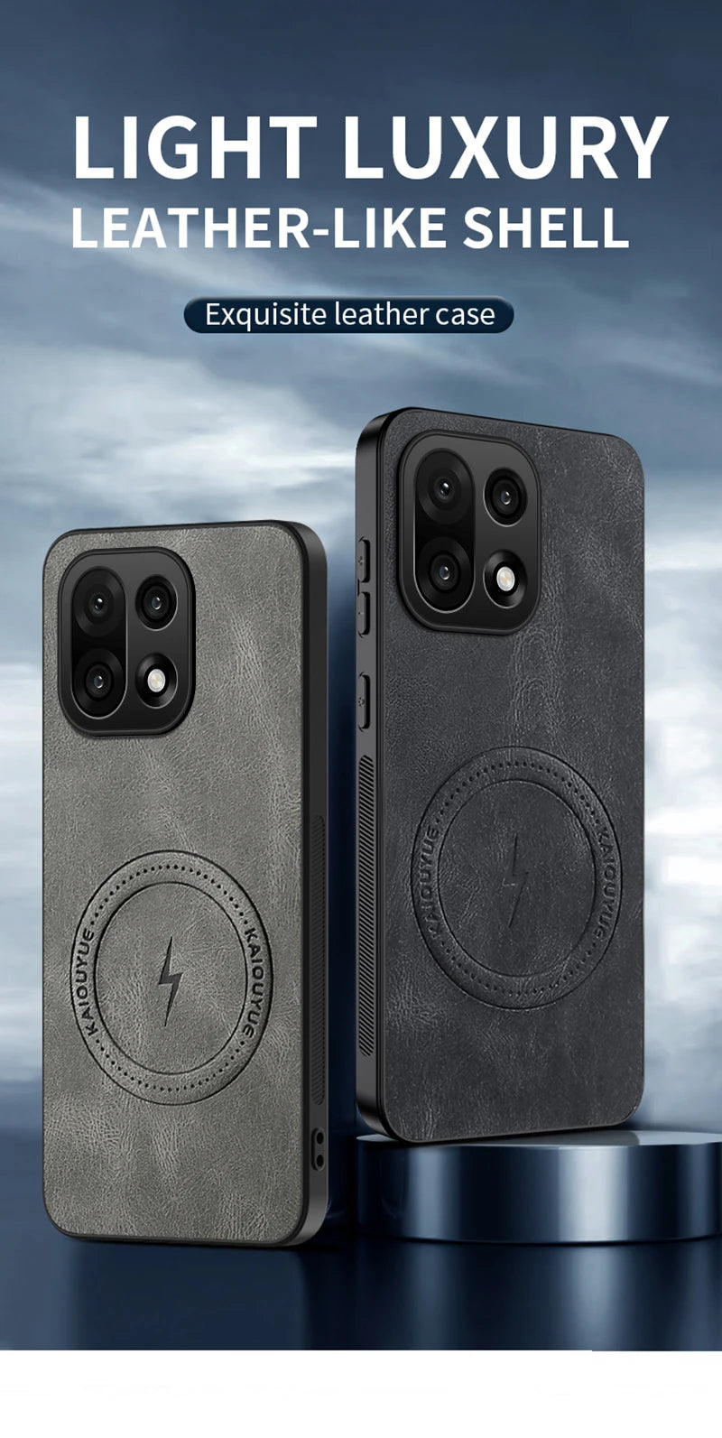 PU Leather Skin-Feel Case for OnePlus 15 — Shockproof Magnetic Back Cover