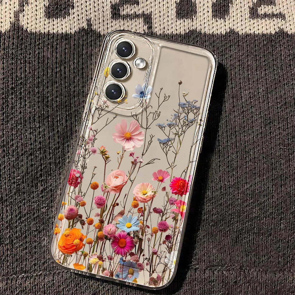 Clear Floral Samsung Galaxy Case – Shockproof Silicone Flower Cover