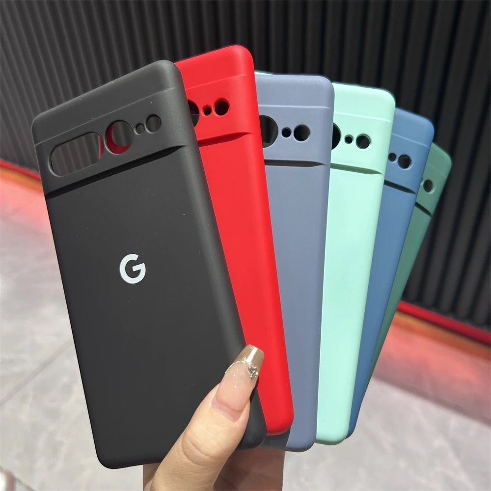 Solid Color Silicone Shockproof Case for Google Pixel 6–8 Series