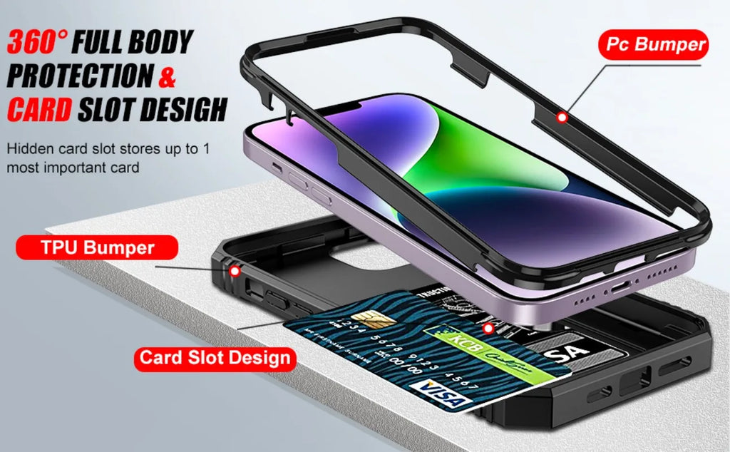 Heavy Duty iPhone Case with Kickstand & 360° Camera Cover
