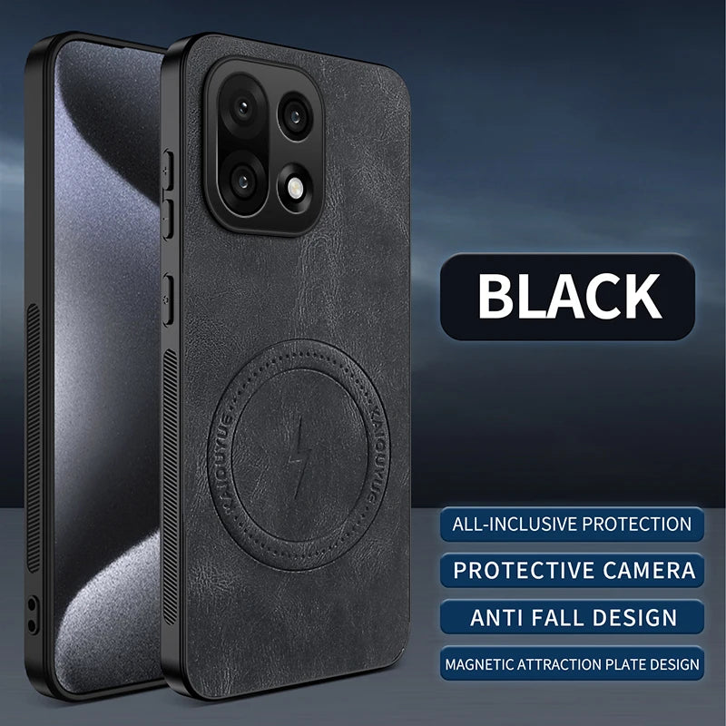 PU Leather Skin-Feel Case for OnePlus 15 — Shockproof Magnetic Back Cover