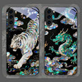 Samsung Galaxy Tempered Glass Case – Tiger, Dragon & Marble Print