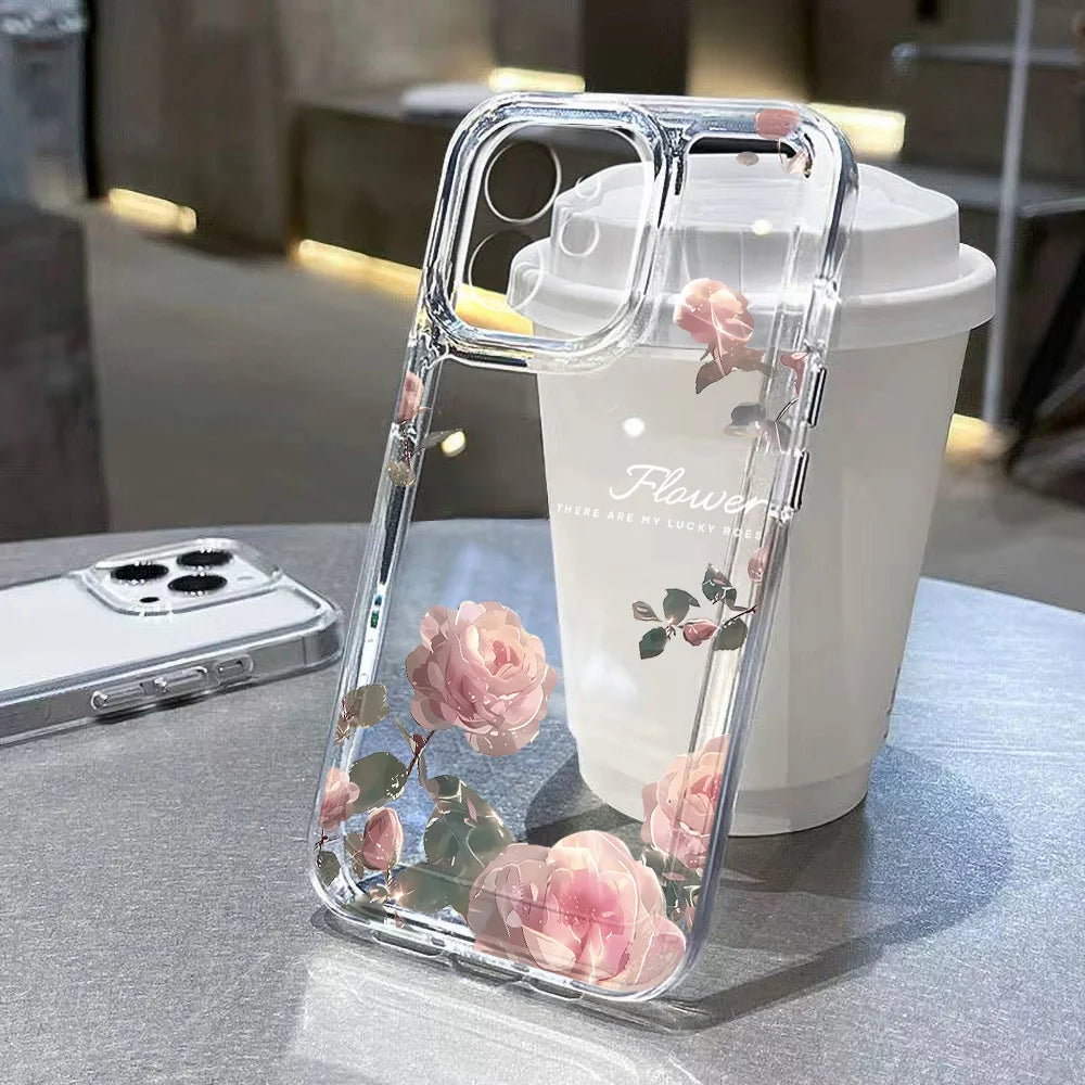 Floral Phone Case for iPhone 7 8 Plus SE XR XS 11 12 13 14 15 16 17 / Pro / Pro Max / Air — Shockproof Soft Silicone Cover