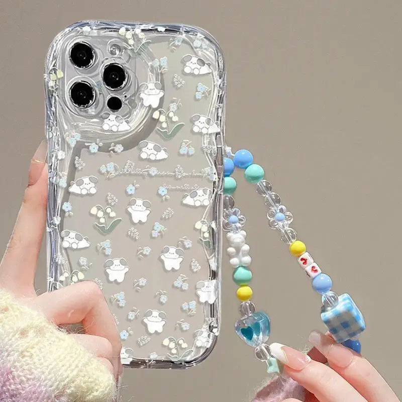 Flower Chain Lanyard Phone Case – Motorola G & Edge Series | Silicone Full Coverage
