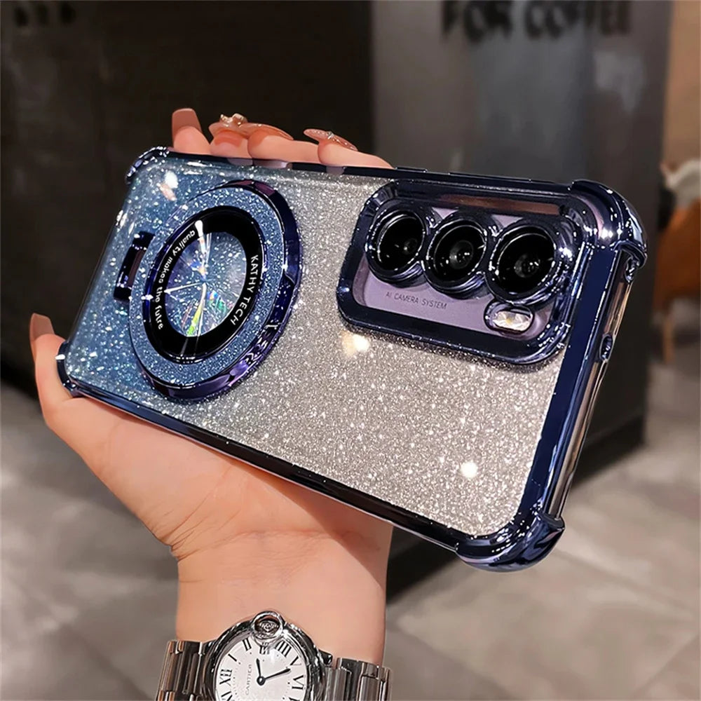 Glitter Gradient Samsung Galaxy Case with Magnetic Ring Stand | S22–S26 Ultra, Note 20