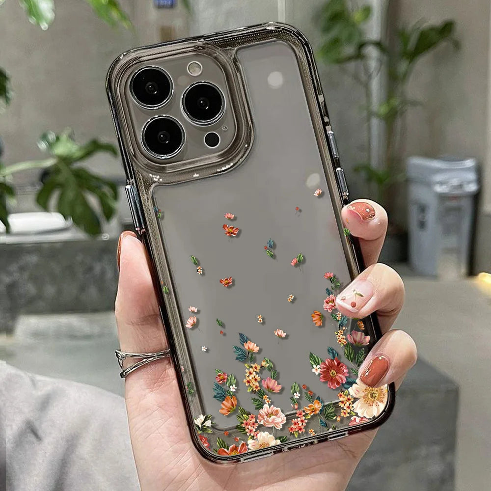 Floral Phone Case for iPhone 7 8 Plus SE XR XS 11 12 13 14 15 16 17 / Pro / Pro Max / Air — Shockproof Soft Silicone Cover