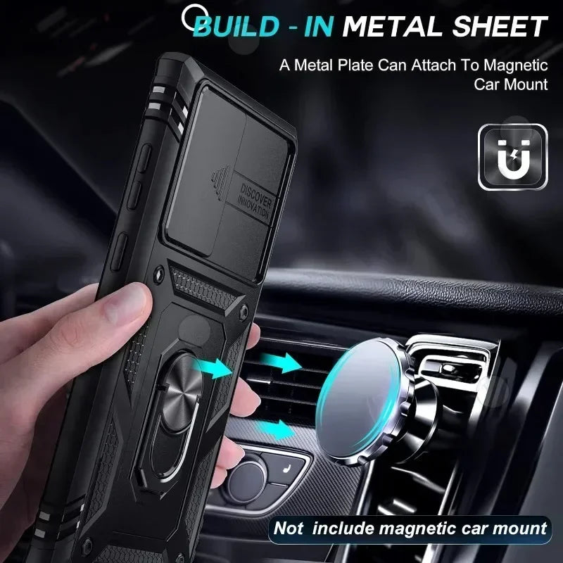 Heavy Duty Ring Kickstand Case for Samsung — Full Coverage with Camera Protection