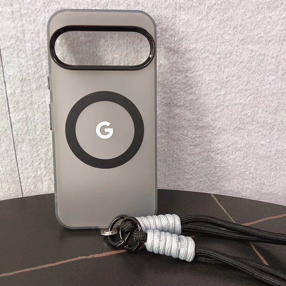 Translucent Matte Candy Color MagSafe Case with Wrist Lanyard for Google Pixel 8–10 Series