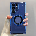 Luxury Plating Magnetic Wireless Charge Case for Samsung Galaxy S26 / S25 / S24 / S23 / S22 / S21 / Note 20 Series – Clear Lens Protection Cover