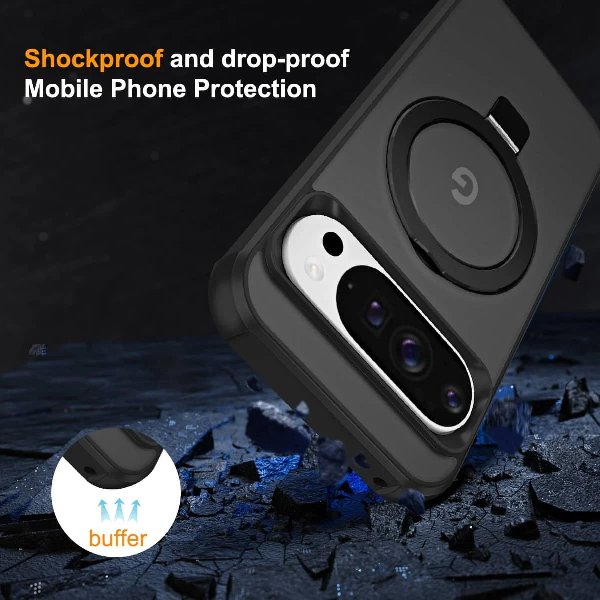 Magnetic Ring Stand Case for Google Pixel — Shockproof Drop Protection Cover