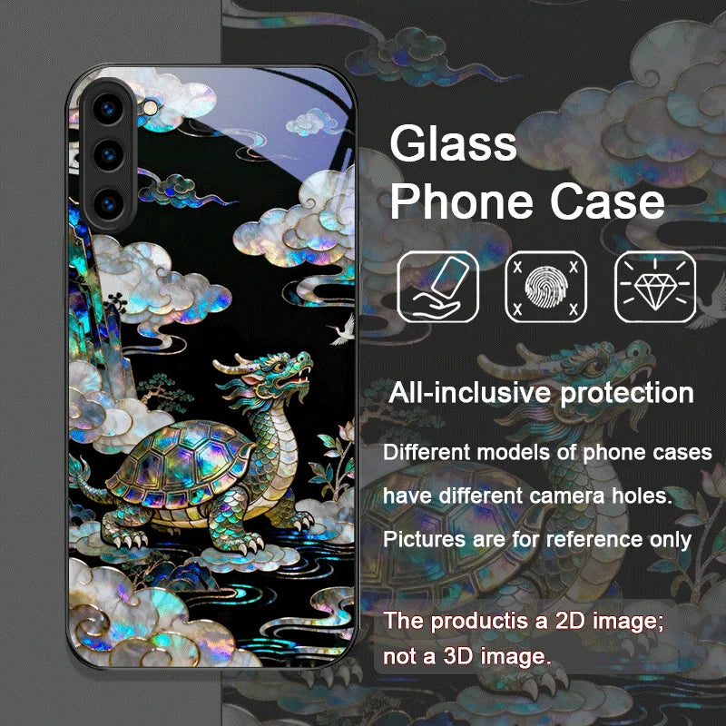 Samsung Galaxy Tempered Glass Case – Tiger, Dragon & Marble Print
