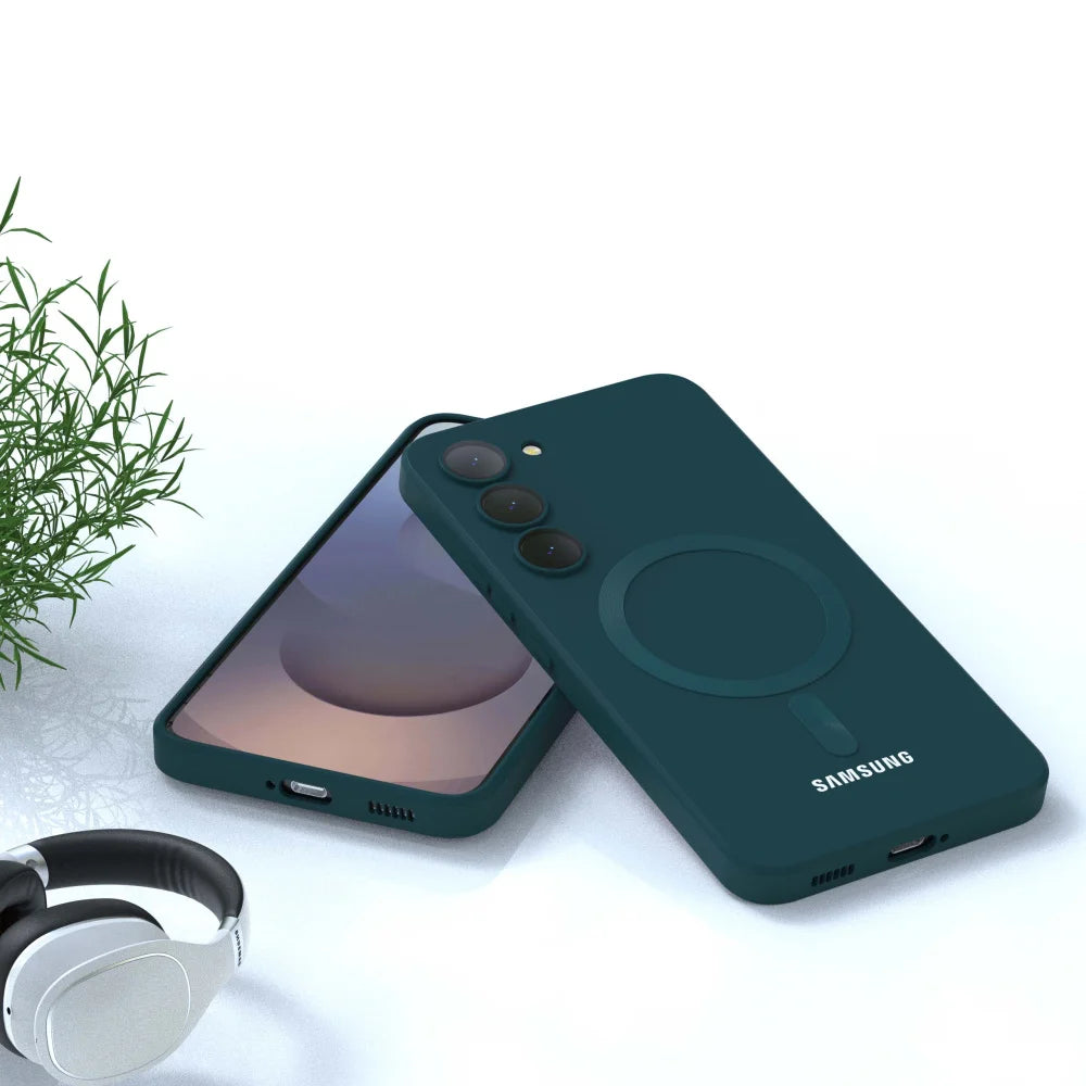 Magnetic Liquid Silicone Case — Samsung Galaxy S20–S25 Series