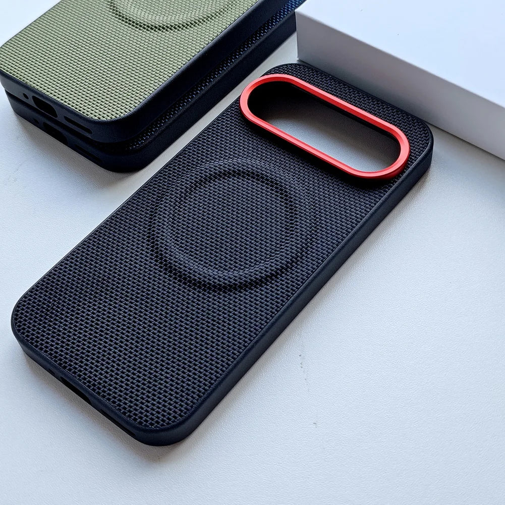 Magnetic Ring Leather Case with Camera Lens Protection for Google Pixel