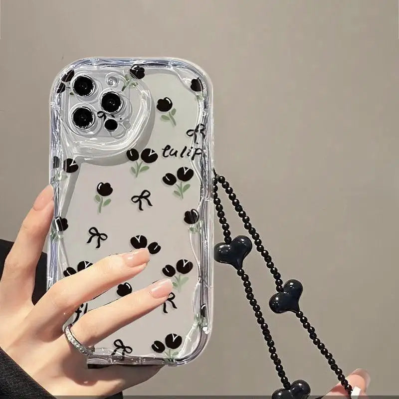 Flower Chain Lanyard Phone Case – Motorola G & Edge Series | Silicone Full Coverage