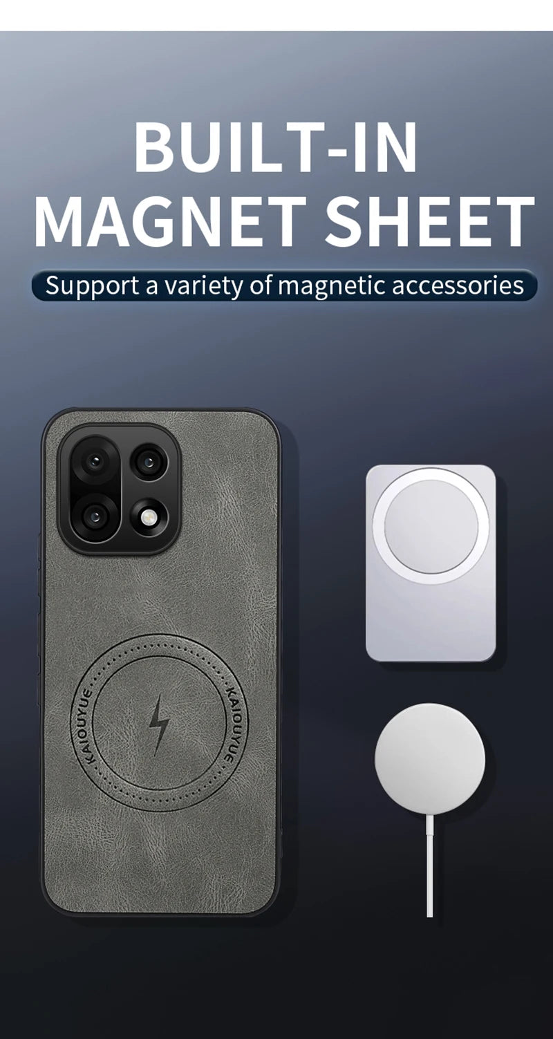 PU Leather Skin-Feel Case for OnePlus 15 — Shockproof Magnetic Back Cover