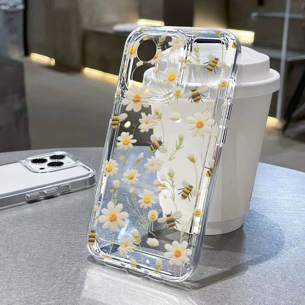 Clear Floral Samsung Galaxy Case – Shockproof Silicone Flower Cover