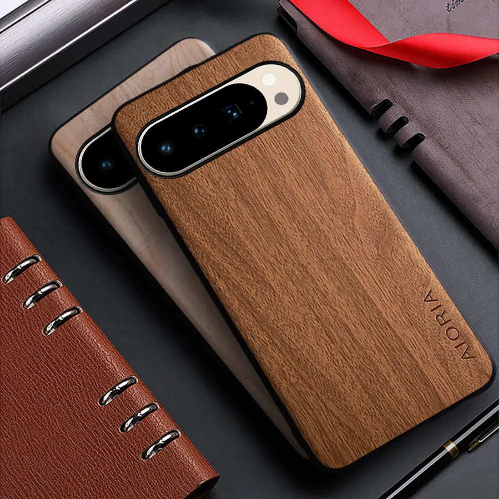 Bamboo Wood Pattern PU Leather Case for Google Pixel (Pixel 4–10 Series)