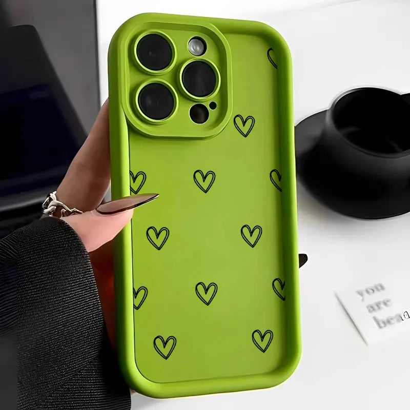 Love Heart Phone Case for iPhone 17 / 16 / 15 / 14 / 13 / 12 / 11 / X / XR / XS / 8 Series | Soft TPU Protective Cover with Lanyard