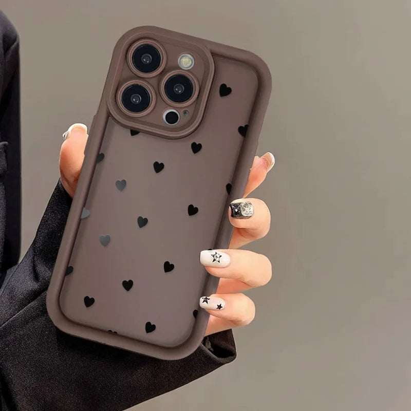 Love Heart Phone Case for iPhone 17 / 16 / 15 / 14 / 13 / 12 / 11 / X / XR / XS / 8 Series | Soft TPU Protective Cover with Lanyard
