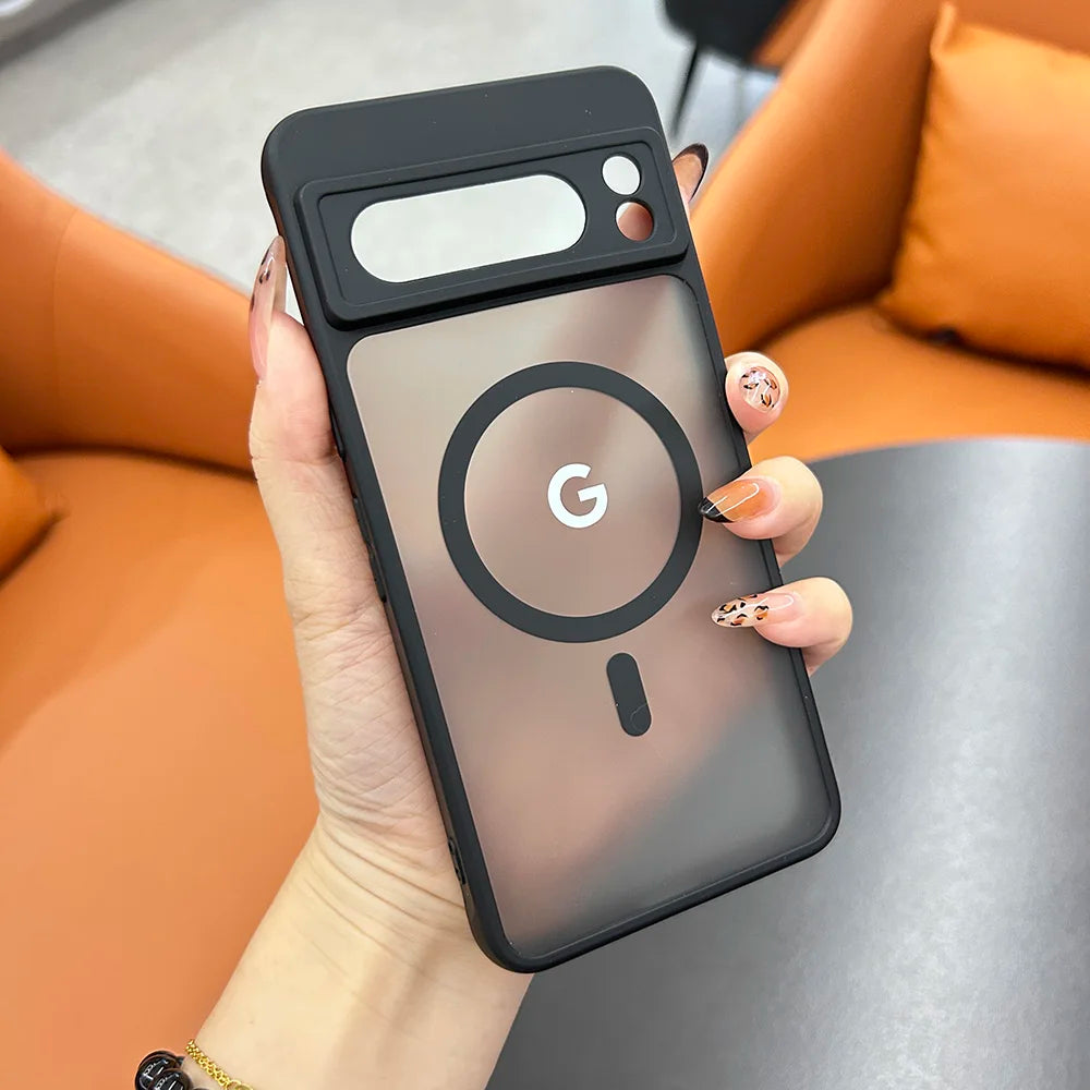 Matte Clear MagSafe Case for Google Pixel — Translucent Frosted Shockproof Cover
