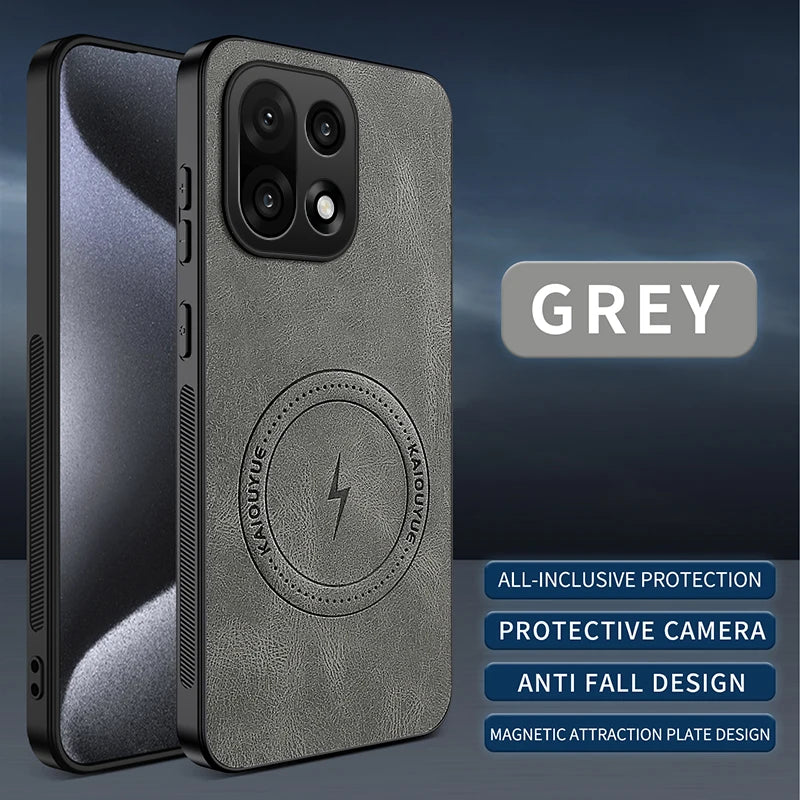 PU Leather Skin-Feel Case for OnePlus 15 — Shockproof Magnetic Back Cover
