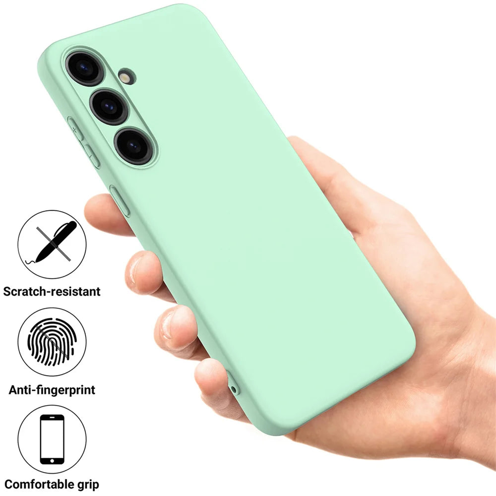 Liquid Silicone Case for Samsung Galaxy S23 / S24 / S25 / S26 Series – Camera Lens Protection, Soft Full Cover