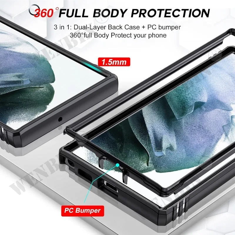 Heavy Duty Ring Kickstand Case for Samsung — Full Coverage with Camera Protection