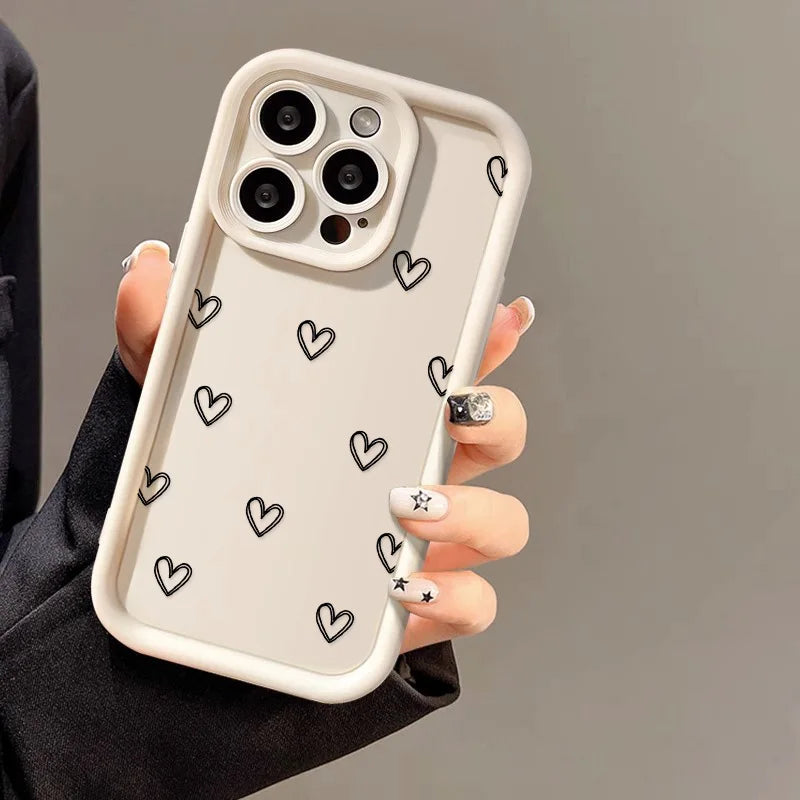 Love Heart Phone Case for iPhone 17 / 16 / 15 / 14 / 13 / 12 / 11 / X / XR / XS / 8 Series | Soft TPU Protective Cover with Lanyard