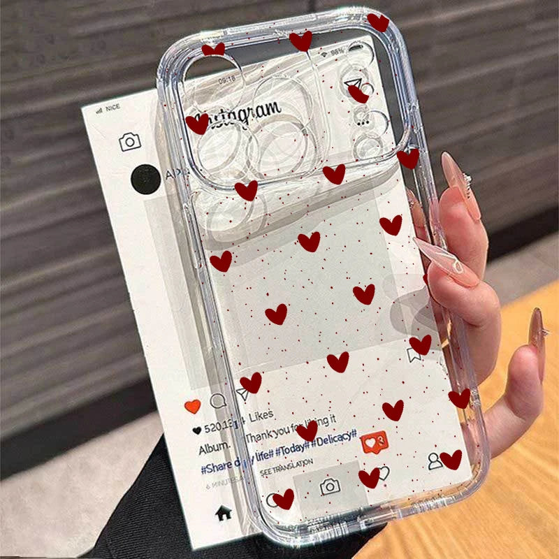 Clear Love Heart & Polka Dot iPhone Case – Soft TPU Bumper Cover