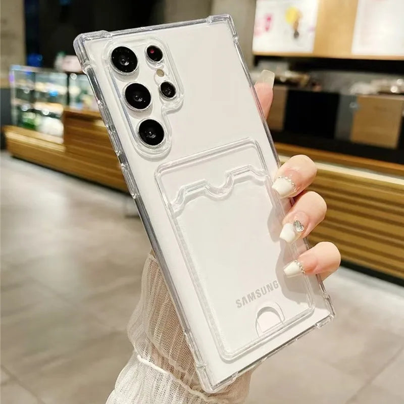 Clear Card Holder Case for Samsung Galaxy