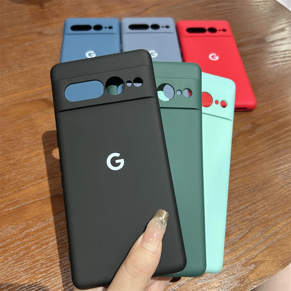 Solid Color Silicone Shockproof Case for Google Pixel 6–8 Series
