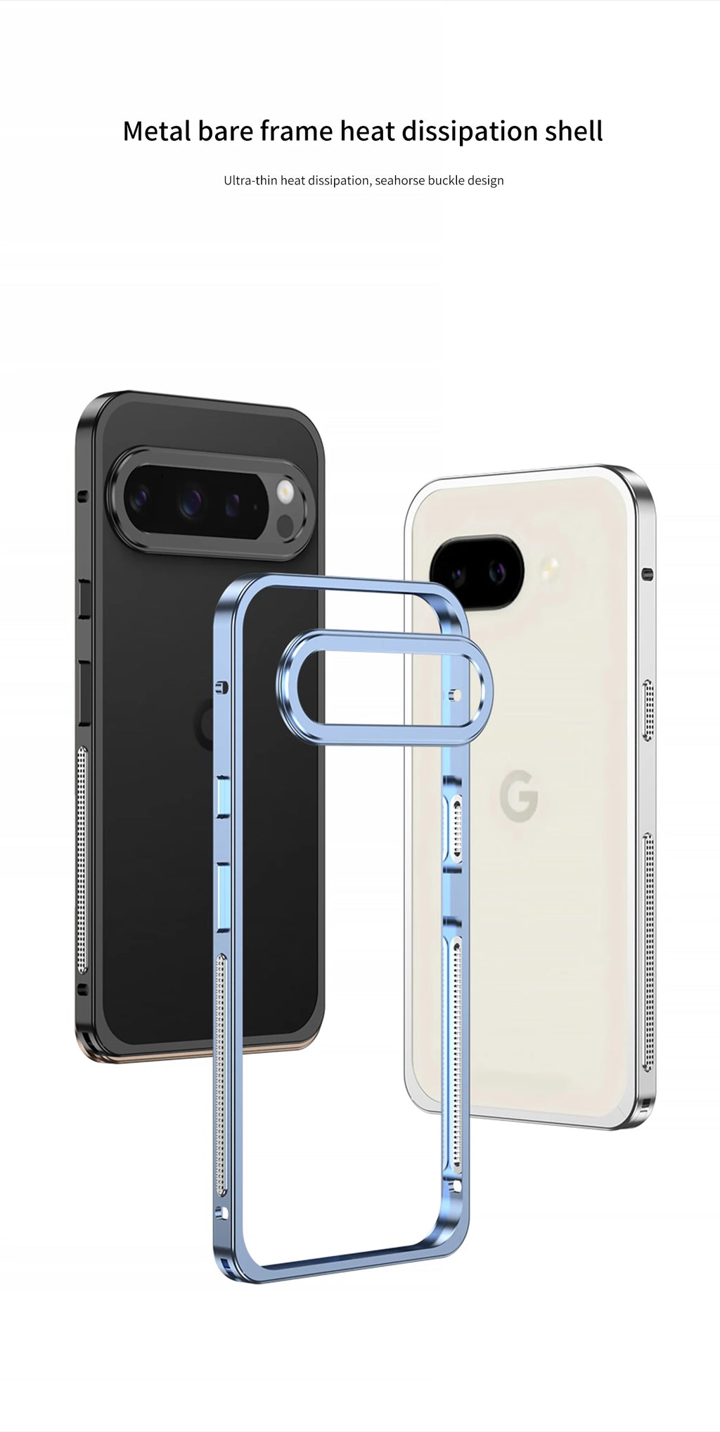 Aviation Aluminum Alloy Bumper Case for Google Pixel 10 / 9 / 8 / 7 Series with Metal Lens Cover