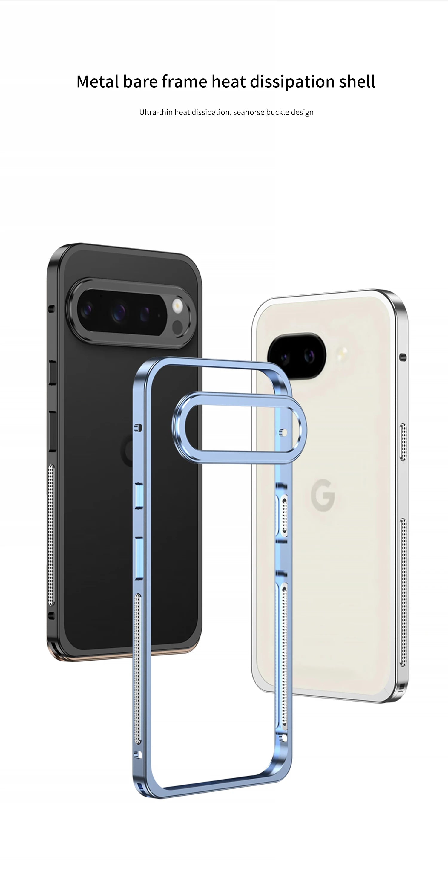Aviation Aluminum Alloy Bumper Case for Google Pixel 10 / 9 / 8 / 7 Series with Metal Lens Cover