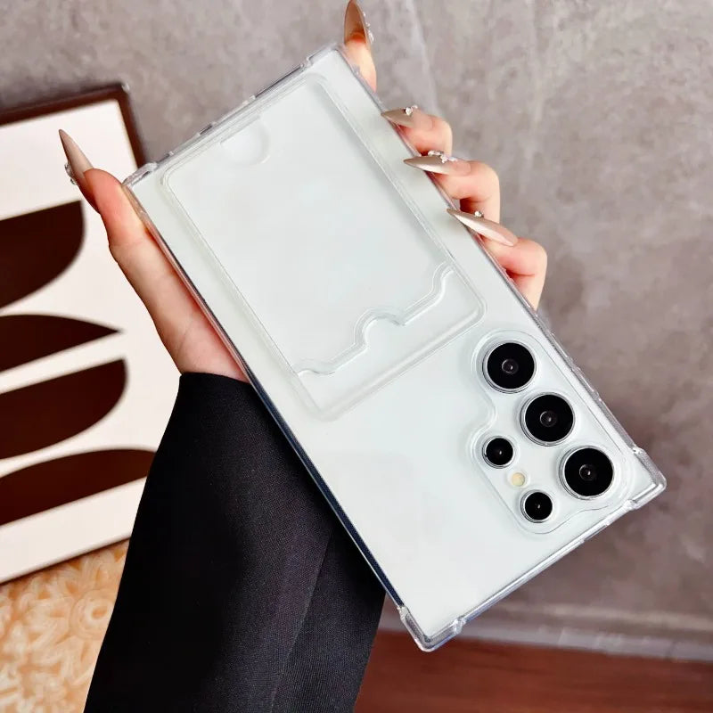 Clear Card Holder Case for Samsung Galaxy