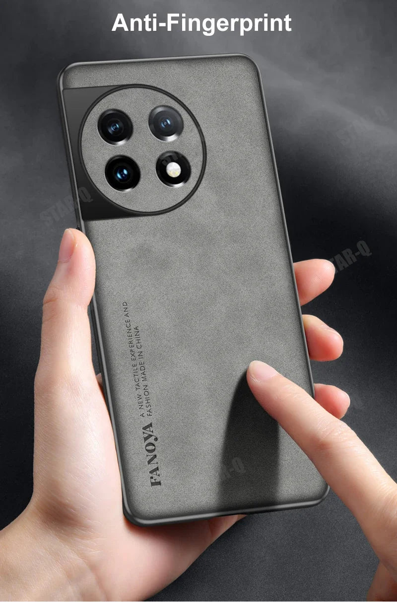Luxury Sheepskin Leather Case for OnePlus 11 / Ace 2 / 10 Pro / 9 / 8T Series | Retro Men's Back Cover