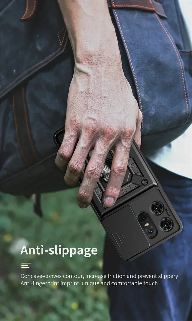 Shockproof Armor Ring Holder Case for Motorola Edge & Moto G Series
